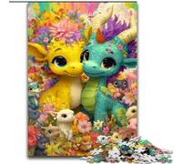 Puzzle 1000 pièces Bébé Dragon Arc-en-Ciel pour Adultes et Adolescents, Anti-Stress, Vacances à la Maison, Passe-Temps et Amour Entre Couples (50x75cm)