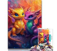 Puzzle 1000 pièces Bébé Dragon Arc-en-Ciel pour Adultes, Jouets éducatifs et éducatifs, Jeux familiaux avec Affiche et fiche de Questions-réponses Assorties 50x75cm