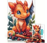 Puzzle 1000 pièces Bébé Dragon Coloré Découpe Lisse Jeu de Réflexion Cadeau Détendant Pièce d'art de Noël (50x75cm)