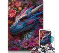 Puzzle 1000 pièces Bébé Dragon Fleur pour Adultes et Adolescents, Jouet éducatif et décompressant, décoration Parfaite (50x75cm)