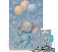 Puzzle 1000 pièces Bébé éléphant avec Ballons dans Un Ciel étoilé Jeu d'articulation précis et Amusant,Stimulant cognitif et Relaxant Idée Cadeau d'anniversaire Artistique (38x26cm)