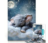 Puzzle 1000 pièces Bébé éléphant endormi sur Un Nuage pour Adolescents, Jouet Intelligent, Passe-Temps à la Maison, découpe précise, Cadeau attentionné 38x26cm