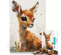 Puzzle 1000 pièces Bébé Gazelle et Papillon,décor Facile à Ajuster,Jeu de réflexion,Cadeau pour Un Moment de Calme,Cadeau d'anniversaire Artistique (38x52cm)