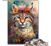 Puzzle 1000 pièces Bébé Lynx Coloré en Bois, Idée Cadeau Déco Maison DIY Unique 50x75cm pour Ados et Familles, Décoration DIY Parfaite et Défi Cérébral