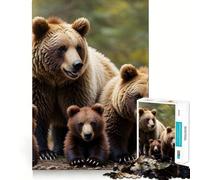 Puzzle 1000 pièces Bébé Ours et Maman,découpe Lisse,Jeu de réflexion,Cadeau,Moment de détente,décoration de Noël (38x26cm)