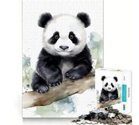 Puzzle 1000 pièces Bébé Panda Aquarelle Découpe sans Couture Jeu créatif Jouet Jeu Occasionnel Loisirs de Noël Art (50x75cm)