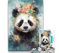 Puzzle 1000 pièces Bébé Panda Coloré pour Adolescents 1000 pièces, Jeu Familial Anti-Stress Défi Difficile Cadeaux Secrets du Père Noël 26x38cm