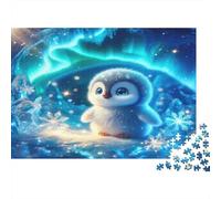 Puzzle 1000 pièces Bébé Pingouin Arctique Mignon Mignonne Lueur de Glace Stimulant Difficile Carton recyclé pour Experts en Puzzles 70x50cm/1000 pièces