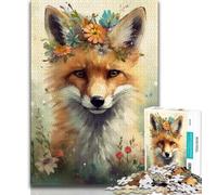 Puzzle 1000 pièces Bébé Renard Coloré Puzzle 1000 pièces pour Ados et Adultes avec Affiche et fiche de Questions Assorties pour Les 14 Ans et Plus (50x75cm)