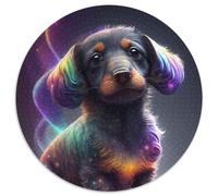 Puzzle 1000 pièces Bébé Teckel 1000 pièces Puzzle Rond Cadeaux pour Les fêtes, Les Anniversaires et Les soirées de Jeux en Famille (Taille 67,5 x 67,5 cm)