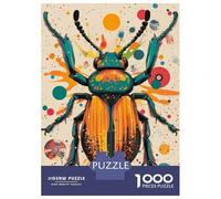 Puzzle 1000 Pièces Beetle Beauty in Modern Pop Art Colorful Beetle Illustration Puzzle Adulte, Casse-tête, Découpe De Précision, Cadeau Unique pour Anniversaire Et Noël 38x26cm/1000pcs