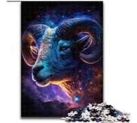 Puzzle 1000 pièces Bélier Cosmique en Bois, Niveau débutant, idéal pour Les Anniversaires et Les fêtes, 50x75cm, activité Adulte et familiale, décoration d'intérieur à Faire soi-même.