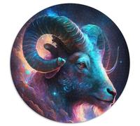 Puzzle 1000 pièces Bélier Cosmique, Puzzle Rond 1000 pièces pour Les fêtes, Les Anniversaires et Les soirées de Jeux en Famille (67,5x67,5cm)
