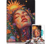 Puzzle 1000 pièces Belle Femme avec des Fleurs pour Adultes et Adolescents, Jouet éducatif et décompressant, Cadeau du Père Noël Secret, 75x50cm