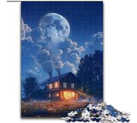 Puzzle 1000 pièces Belle Maison sous des étoiles colorées pour Adolescents, à partir de 14 Ans Entraînez Votre Cerveau et Vos Mains Cadeaux de Noël (26x38cm)