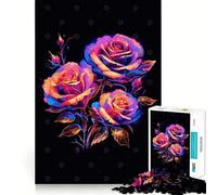 Puzzle 1000 pièces Belles Roses Découpe sans Couture Jeu de réflexion Cadeau Jeu Occasionnel Décoration de Noël pour la Maison (38x26cm)