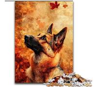 Puzzle 1000 pièces Berger Allemand dans Les Feuilles d'automne pour Adultes, Jouets éducatifs, Jeux Anti-Stress, Cadeaux du Père Noël Secret pour Les Enfants de 14 Ans et Plus (Taille 26x38cm)