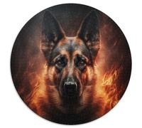 Puzzle 1000 pièces Berger Allemand de feu, Rond, pour Adultes, Jeu Familial interactif, défi cérébral, Jouet éducatif, 67,5 x 67,5 cm