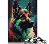 Puzzle 1000 pièces Berger Allemand Dessiné Puzzles Adultes Difficulté Puzzles Éducation Jouets Jeux Famille Décoration 1000pcs (38x26cm)