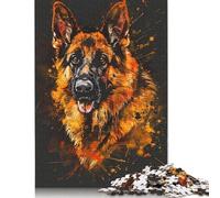 Puzzle 1000 pièces Berger Allemand DJ Neon pour Adultes, Puzzle Cadeau d'halloween en Papier, Puzzles pour Adultes pour s'amuser en Famille et Jouer Le Soir, 1000 pièces (75 x 50 cm)