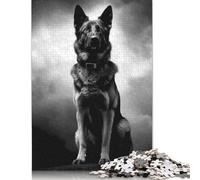 Puzzle 1000 pièces Berger Allemand Lune pour Adultes, Cadeau d'halloween, Puzzle en Papier pour Adultes, pour s'amuser en Famille et Jouer Le Soir, 1000 pièces (75 x 50 cm)