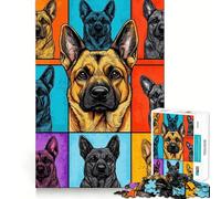 Puzzle 1000 pièces Berger Allemand Pop Art pour Adolescents, Jeu Mental, Cadeau Artistique de qualité supérieure pour Un Moment de Paix (38x52cm)