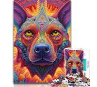 Puzzle 1000 pièces Berger Allemand psychédélique Puzzle 1000 pièces pour Adultes et Adolescents, Jeux éducatifs Classiques Belle décoration 50x75cm
