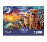 Puzzle 1000 pièces Berger Allemand - Trois Chiens au Coucher de Soleil - Adultes à partir de 12 Ans - Jeu Éducatif - Décoration Magnifique - Défi - Anniversaire - 52 x 38 cm