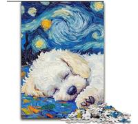 Puzzle 1000 pièces Bichon Frise Ciel Nocturne pour Adolescents, adapté aux Personnes de 14 Ans et Plus Idées Cadeaux de décoration intérieure (26x38cm)