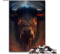 Puzzle 1000 pièces Bison démoniaque en Carton, Interaction familiale et défi cérébral, Défi d'activité familiale 1000 pièces(26x38cm)