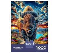 Puzzle 1000 Pièces Bison d'europe pour Adultes Et Enfants Difficile DIY Jigsaw Puzzle, Familial-Activité Manuelle 38x26cm/1000pcs