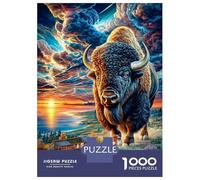 Puzzle 1000 Pièces Bison d'europe Puzzle Un Jeu Intellectuellement Stimulant Cadeaux pour Adolescents Et Enfants 38x26cm/1000pcs