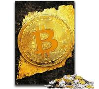 Puzzle 1000 pièces Bitcoin doré, adapté aux Enfants de 14 Ans et Plus, Jeu éducatif et intellectuel pour Anniversaire et Noël, 26x38cm