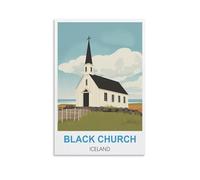 Puzzle 1000 pièces, Black Church Iceland Puzzles, Puzzle de 1000 pièces pour Adultes et Enfants, Puzzle Familial Classique d'intérieur 70x50cm