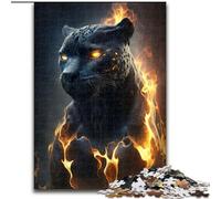 Puzzle 1000 pièces Black Panther Fantasy Fire en Carton, Jeu interactif Familial, Cadeau Casse-tête, Jouet éducatif 1000 pièces(26x38cm)