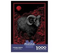 Puzzle 1000 Pièces Black Ram with Red Moon Puzzles pour Adultes - Cadeau d'anniversaire - Jeu Difficile Et Stimulant - Cadeaux 70x50cm/1000pcs