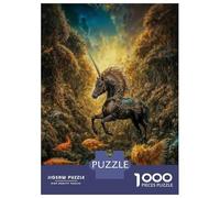 Puzzle 1000 Pièces Black Unicorn in Enchanted Forest Puzzle Adulte, Casse-tête, Découpe De Précision, Cadeau Unique pour Anniversaire Et Noël 38x26cm/1000pcs