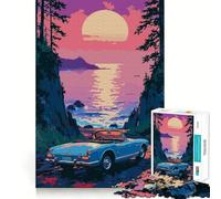 Puzzle 1000 pièces Bleu Convertible par The Coast at Sunset Sharp Joint Play,Jeu Amusant d'entraînement Mental,Jeu pour Passer Un Moment agréable,décoration Murale de Noël (38x52cm)