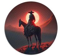 Puzzle 1000 pièces Blood Moon Cowboy Puzzles 1000 pièces pour Adultes Décoration d'intérieur DIY Jeu de réflexion pour Adolescents 67,5 x 67,5 cm
