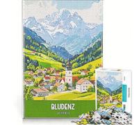 Puzzle 1000 pièces Bludenz Autriche Poster de Voyage, décoration Murale, Cadeau d'anniversaire, Cadeau Unique pour Un Anniversaire ou Noël 38x52cm