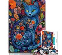 Puzzle 1000 pièces « Blue Cat Art » pour Adultes et Adolescents, Jeu Familial Anti-Stress, défi Difficile, Collection d'artistes, Beaux-Arts 38x26cm