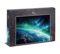 Puzzle 1000 pièces « Blue Horizon » - Planète Terre avec atmosphère lumineuse et ciel étoilé - Motif spatial impressionnant pour adultes - Qualité du puzzle fabriqué en Allemagne