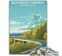 Puzzle 1000 pièces Blue Ridge Parkway Art pour Adolescents et Adultes, Anti-Stress, défi Difficile pour la décoration intérieure (14+ 1000 pièces (26x38cm))