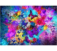 Puzzle 1000 pièces Bluebird - Fleurs et papillons