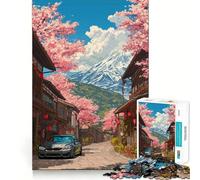 Puzzle 1000 pièces BMW dans Une Rue Japonaise en Fleurs de Cerisier,découpe précise,activité de Jeu Intelligente,Moment de détente,Cadeau de décoration d'anniversaire (38x52cm)