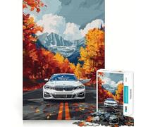 Puzzle 1000 pièces BMW Mi Nature Blanche Voiture Fine Joint Fun,Jeu Stimulant Le Cerveau,Temps de Jeu Calme,Cadeau de Loisirs de Noël (38x26cm)