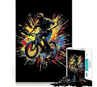 Puzzle 1000 pièces BMX Biker Paint Splash,Jeu de précision,Jeu de logique,Divertissement pour Passer Le Temps,Cadeau d'anniversaire Amusant (38x26cm)