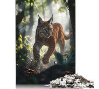 Puzzle 1000 pièces Bobcat dans la forêt pour Adultes, difficulté : renforce Les Relations Entre Les Membres de la Famille (1000 pièces, 75 x 50 cm).