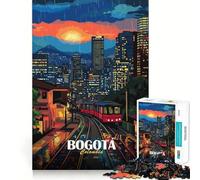 Puzzle 1000 pièces Bogota Colombie Paysage Urbain Nuit pluvieuse Découpe précise Art,Défi Intelligent et Amusant,Jeu de détente,Cadeau de décoration de Noël (38x26cm)