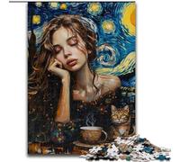 Puzzle 1000 pièces : Boire du café dans Le Ciel Nocturne Puzzles pour Une soirée de Jeux en Famille Expérience visuelle stimulante et enrichissante (Taille 50x75cm)